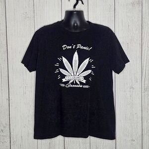 Cannabox T-shirt - Don't Panic, It's Organic! Short Sleeve Black Tee, sz XL